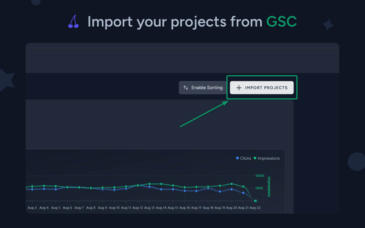Dashboard with Import Project Button
