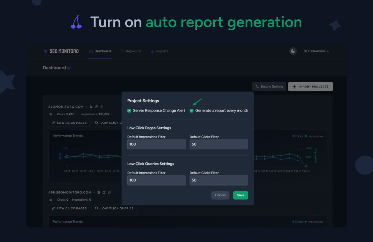 Auto SEO report generation